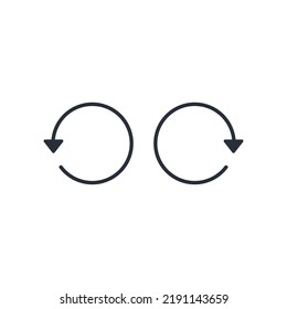 Set of round arrow buttons forward, backward. Vector linear icon isolated on white background.