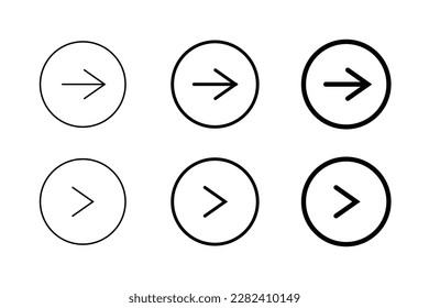 Set of round arrow in various stroke line
