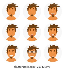 Set Round Avatars Fun Guy Vector Stock Vector (Royalty Free) 251471893 ...