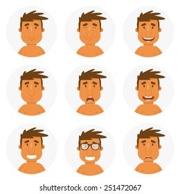 Set Round Avatars Fun Guy Vector Stock Vector (Royalty Free) 251472067 ...