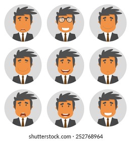 Set round avatars with office manager. Vector illustration. Flat design