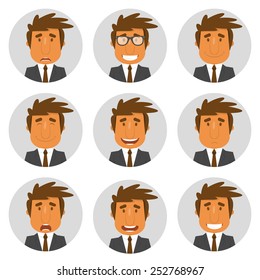 Set round avatars with office manager. Vector illustration. Flat design