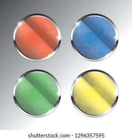 Set of round backgrounds with a silver frame, with space for your text. Vector illustration. 