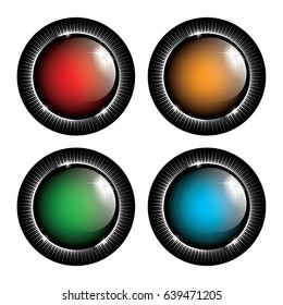 Set of round backgrounds with a silver frame, with space for your text. Vector illustration.