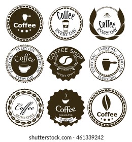 Set Round Badges Coffee Logo Coffee Stock Vector (Royalty Free) 461339242