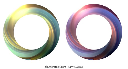 Set of round banner with swirling multicolor whirlpool. The object is separate from the background. Vector element for banners, flyers and your designs.