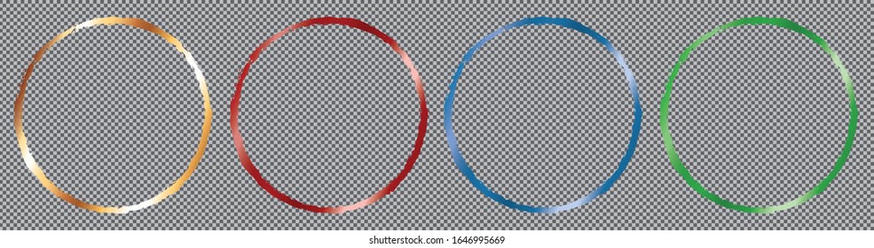 conjunto de banderas redondas con marco dorado sobre fondo transparente 