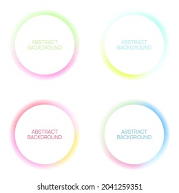 Conjunto de banners redondos con brillo degradado. Vector de círculos multicolores y borrosos brillantes. 