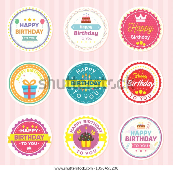 Ensemble D Anniversaire Round Pour Autocollant Badges Image Vectorielle De Stock Libre De Droits