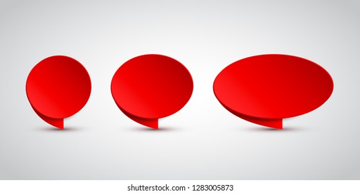 Set round blank paper speech bubble, chat sign - stock vector