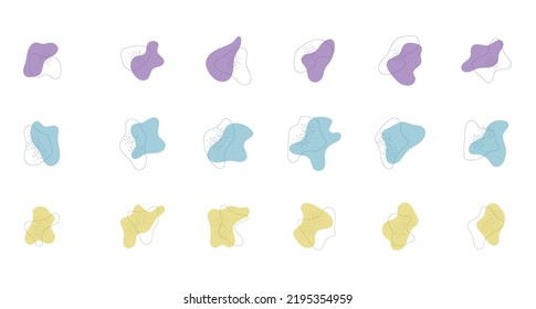 Set of round blob and outline isolated for decoration on white background.