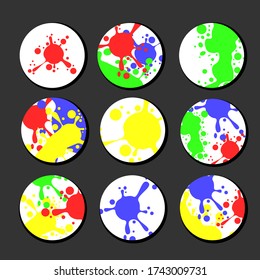 Set of round bright background for web mobile design. Wallpaper with paint spots on white for stories social media network. Cute abstract illustration in flat style.