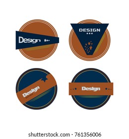 Set of round bright logos with stars.