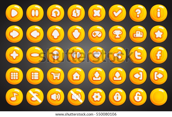 Set Round Buttons Cartoon Style 2d Stock Vector (Royalty Free) 550080106