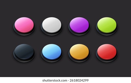 Set of round buttons of different colors. Vector illustration