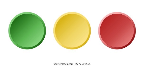 Set mit runden Schaltflächen. Grün, gelb, rot. Tasten in Vektorgrafik.