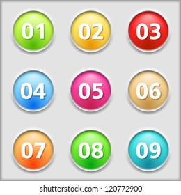 Set of round buttons with numbers, vector eps10 illustration
