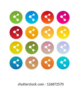 set of round buttons with share sign