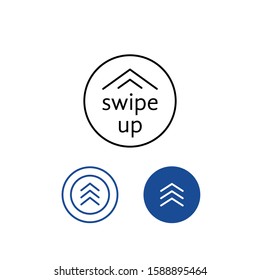 set of round buttons swipe up. black and blue arrows, web icons for advertising and marketing in social media application modern fashion. simple graphic design on white background