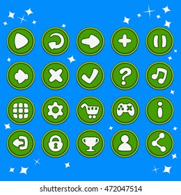 Set round buttons for web video game. gaming set icons