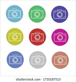 Set of round camera icons, emblem, icon vector illustration
