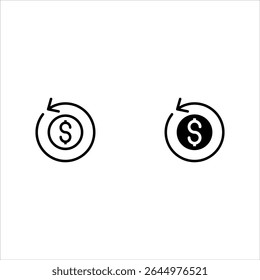 Set round cash back mark icon, global e commence financial investment rotation flat design vector pictogram, infographic interface elements for app logo web button ui ux isolated on white background