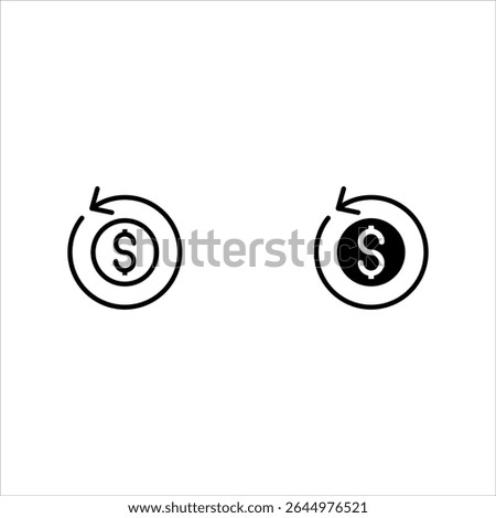 Set round cash back mark icon, global e commence financial investment rotation flat design vector pictogram, infographic interface elements for app logo web button ui ux isolated on white background