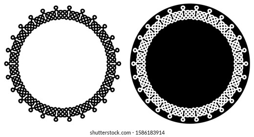 Set of round celtic knots frames. Traditional medieval frame pattern. Scandinavian or Celtic ornament as border. Medieval decor. Scandinavian pattern. Modern circle, great design for any purposes
