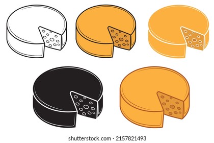 Set of Round cheese icon on a white background. Vector illustration