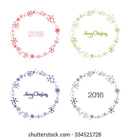 Set of round Christmas and New Year postcards. Hand drawn illustration. Vector templates.