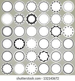 Set of round and circle ornament patterns as copyspace design eps10 vector element set collection