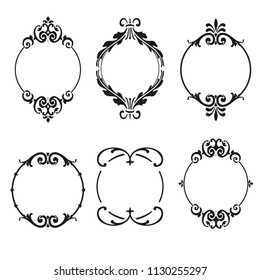 Set of round and circular decorative patterns for design frameworks and banners
