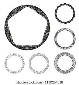 Set of round and circular decorative patterns for design frameworks and banners
