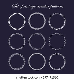 Set of round and circular decorative patterns for design frameworks and banners. Can use for birthday card, wedding invitations.