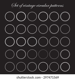 Set of round and circular decorative patterns for design frameworks and banners. Can use for birthday card, wedding invitations.