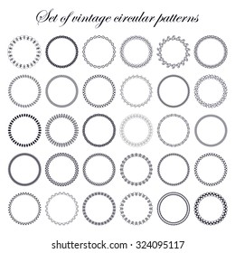 Set of round and circular decorative patterns for design frameworks and banners. Can use for birthday card, wedding invitations.