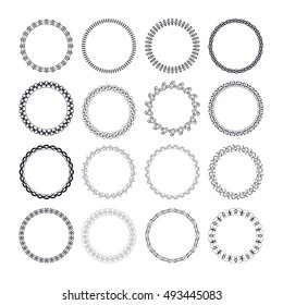 Set of round and circular decorative patterns for design frameworks and banners