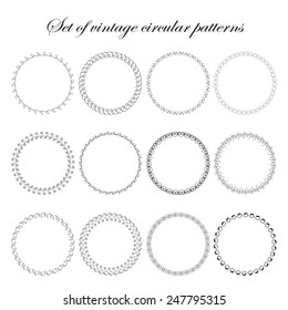 Set of round and circular decorative  vintage patterns for design frameworks and banners