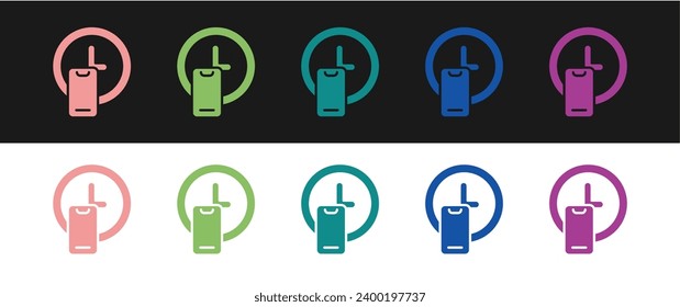 Set Round the clock delivery icon isolated on black and white background.  Vector