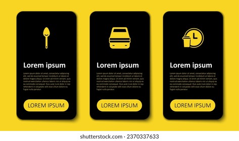 Ajuste la entrega en horario, la caja de almuerzo y Spoon. Plantilla de infografía empresarial. Vector