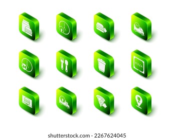 Set Round the clock delivery, Online ordering burger, Fast by car, Pizza cardboard box, Alcohol beer bar location, Coffee cup to go, pizza and  icon. Vector