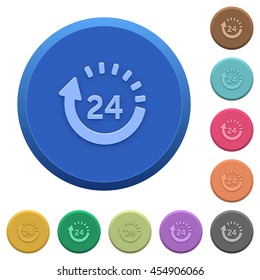 Set of round color embossed 24 hour delivery buttons