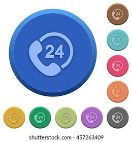 Set of round color embossed 24 hour services buttons