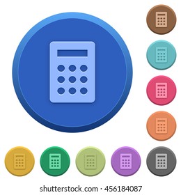Set of round color embossed calculator buttons