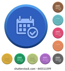 Set of round color embossed Calendar check buttons