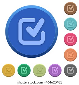 Set of round color embossed checkmark buttons