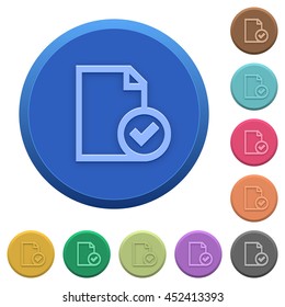 Set of round color embossed document accepted buttons