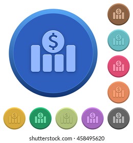 Set of round color embossed dollar graph buttons