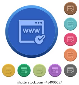 Set of round color embossed domain registration buttons