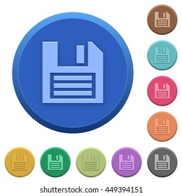 Set of round color embossed floppy disk buttons